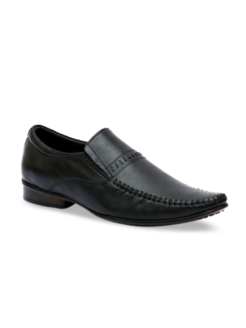 

Hitz Men Black Solid Leather Formal Loafers