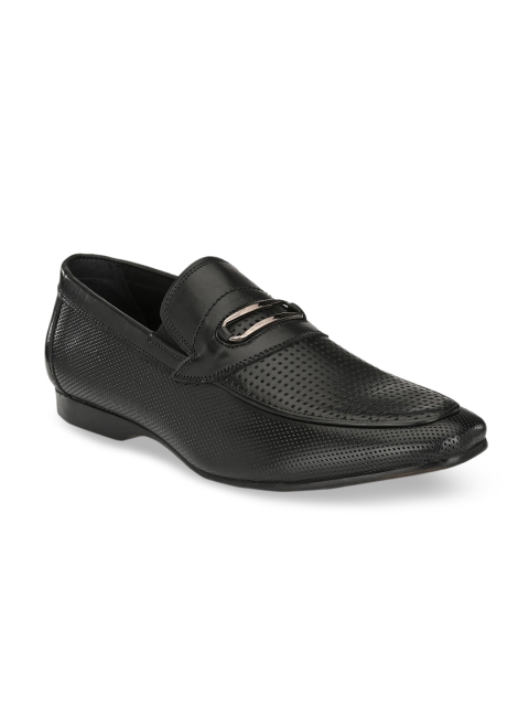 

Hitz Men Black Textured Leather Formal Slip-Ons