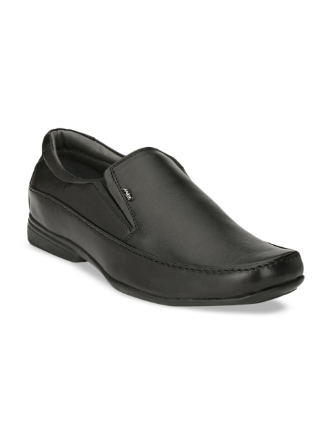

Hitz Men Black Solid Leather Formal Slip-Ons