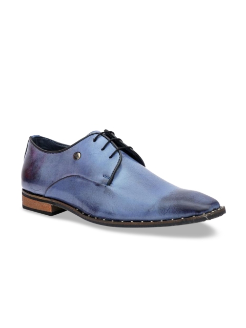 

Hitz Men Blue & Black Solid Leather Formal Derbys