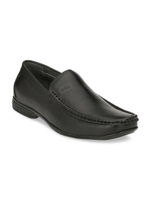 

Hitz Men Black Solid Leather Formal Comfort-Fit Loafers
