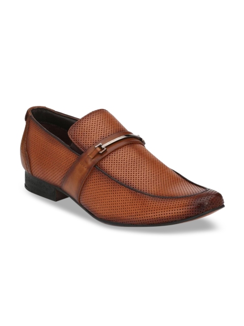 

Hitz Men Tan Brown Textured Leather Formal Loafers