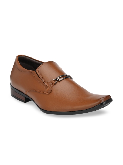 

Hitz Men Tan Brown Solid Leather Formal Slip-Ons