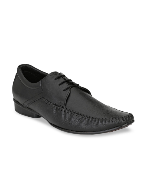 

Hitz Men Black Solid Leather Formal Comfort-Fit Derbys