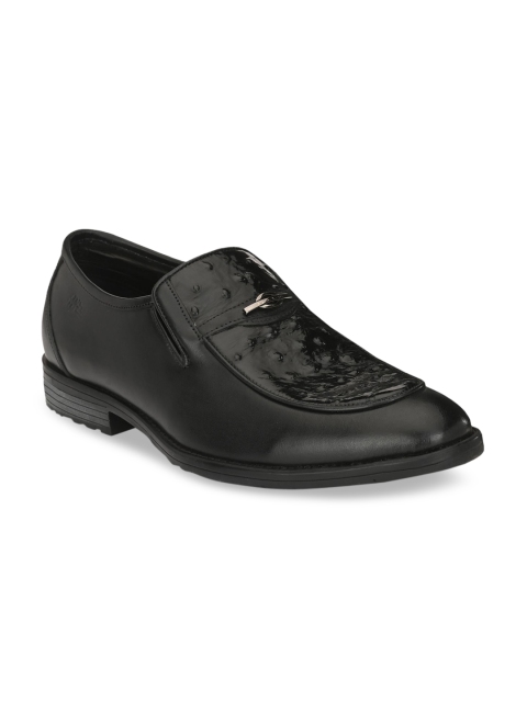 

Hitz Men Black Textured Leather Formal Slip-Ons