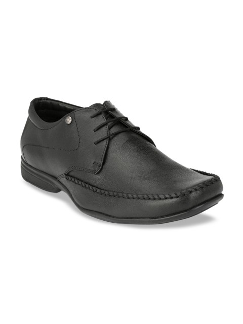 

Hitz Men Black Solid Leather Formal Comfort-Fit Derbys