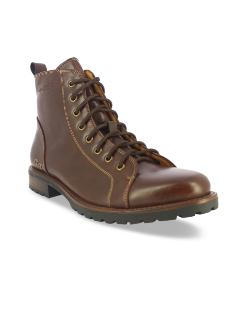 

Alberto Torresi Men Brown Solid Synthetic Leather High-Top Flat Boots
