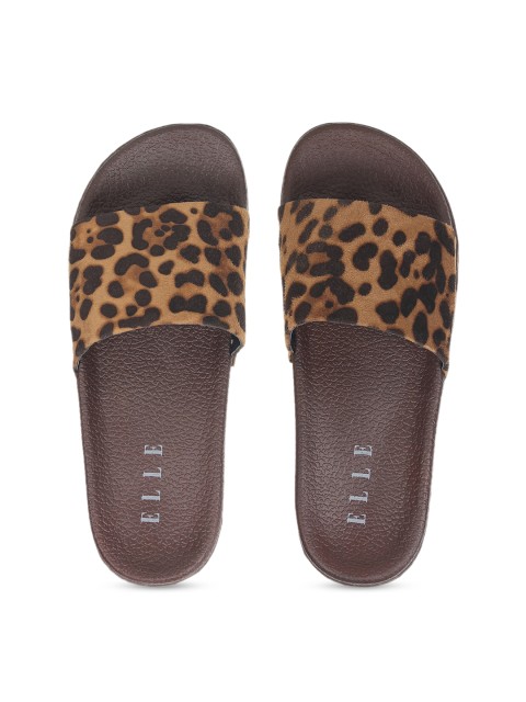

ELLE Women Brown Animal Printed Sliders