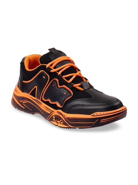 

mr.wonker Men Black & Orange Sneakers