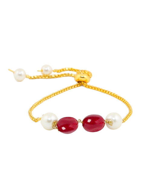 

Yellow Chimes Gold-Plated Handcrafted Charm Bracelet, Red