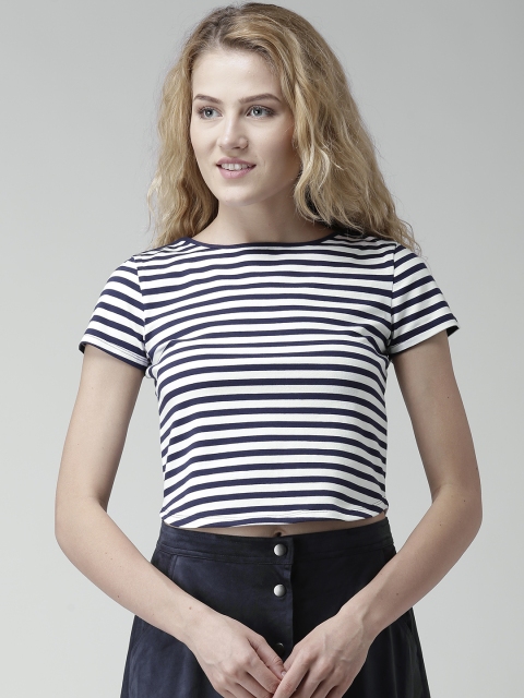 

FOREVER 21 Navy & White Striped Top, Navy blue