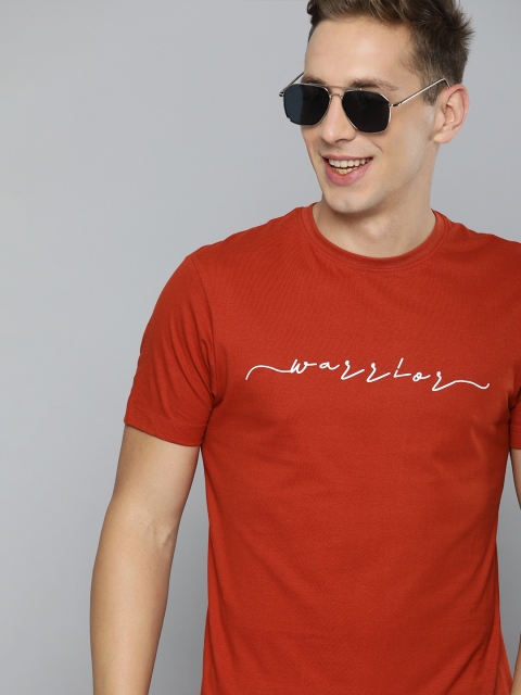 

HERE&NOW Men Red Printed Round Neck T-shirt