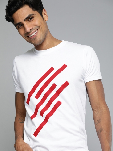 

HERE&NOW Men White Printed Round Neck T-shirt