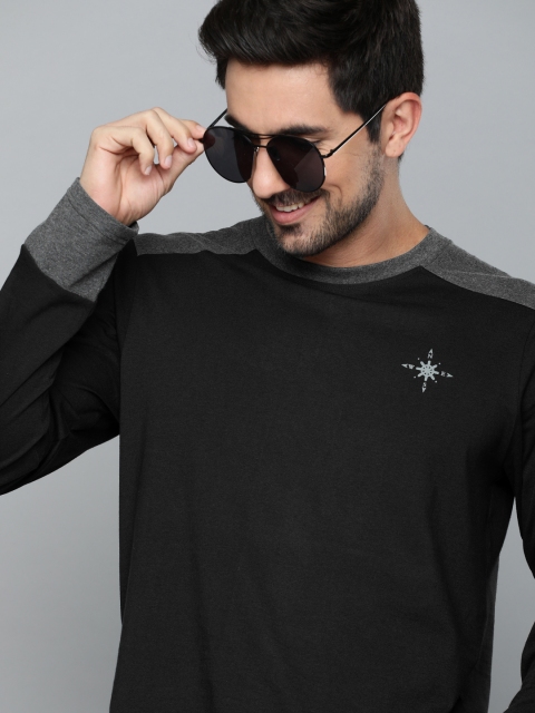 

HERE&NOW Men Black Solid Round Neck T-shirt