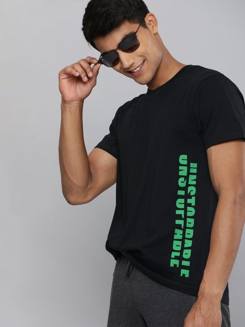 

HERE&NOW Men Black Printed Round Neck T-shirt