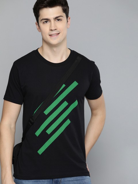 

HERE&NOW Men Black Printed Round Neck T-shirt