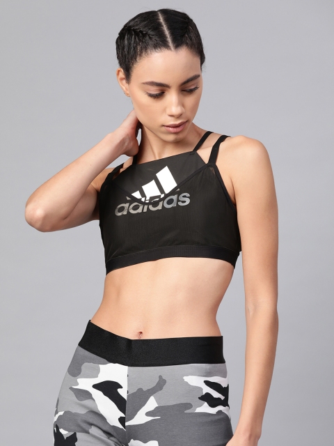 

ADIDAS Women Black & White Printed All Me Badge of Sport Mesh Training Bra FJ7278