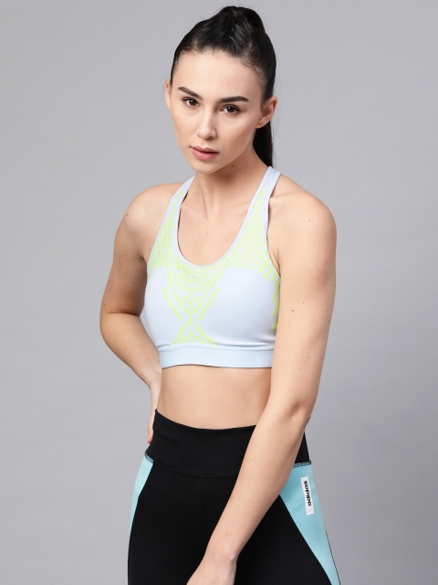 

ADIDAS Women Blue & Lime Green Printed Graphic Don't Rest Training Bra FJ7249