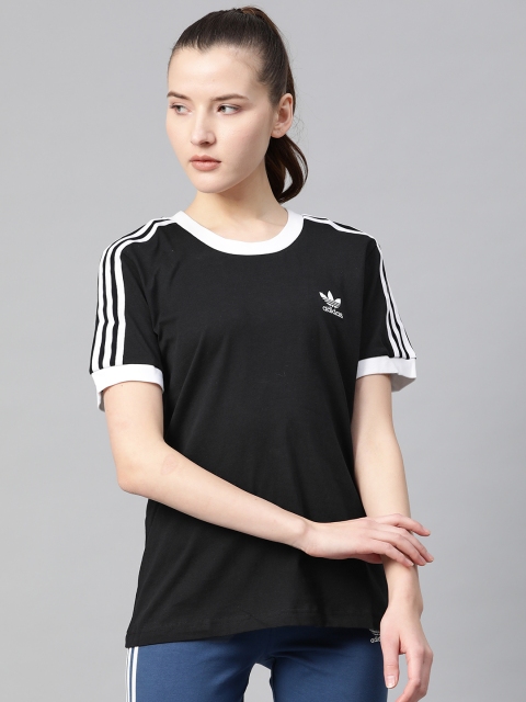 

ADIDAS Originals Women Black Solid 3-Stripes T-shirt