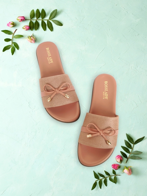 

SCENTRA Women Pink Textured Open Toe Flats