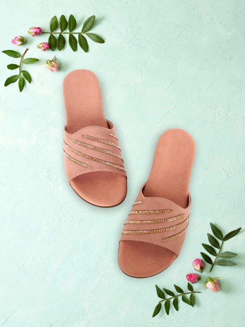 

SCENTRA Women Pink Embellished Open Toe Flats