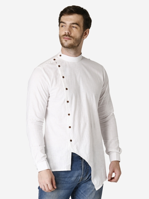 

TABARD Men White Solid Straight Kurta