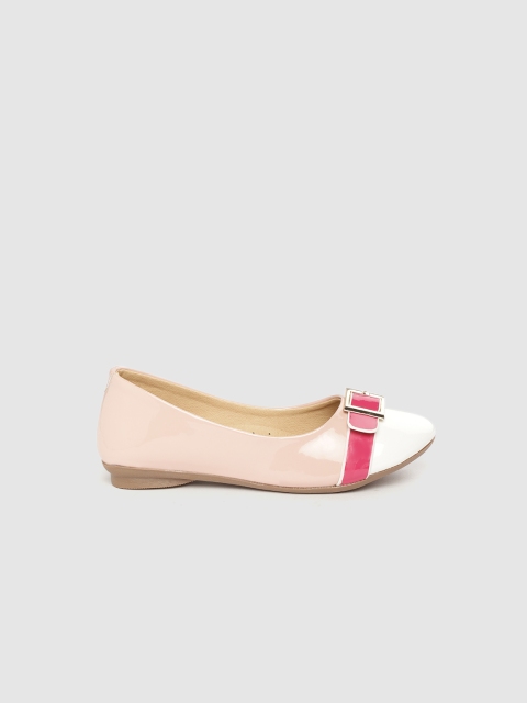 

YK Girls Pink & White Colourblocked Ballerinas with Buckle Detail