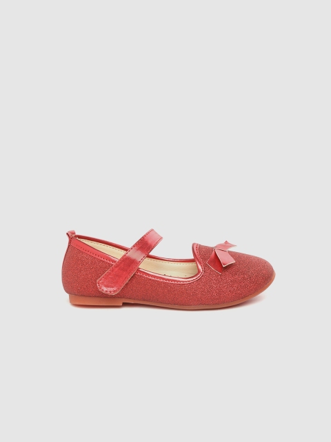 

YK Girls Red Glitter Mary Janes with Bow Detail