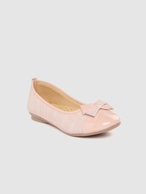

YK Girls Pink Textured Ballerinas with Bow Detail