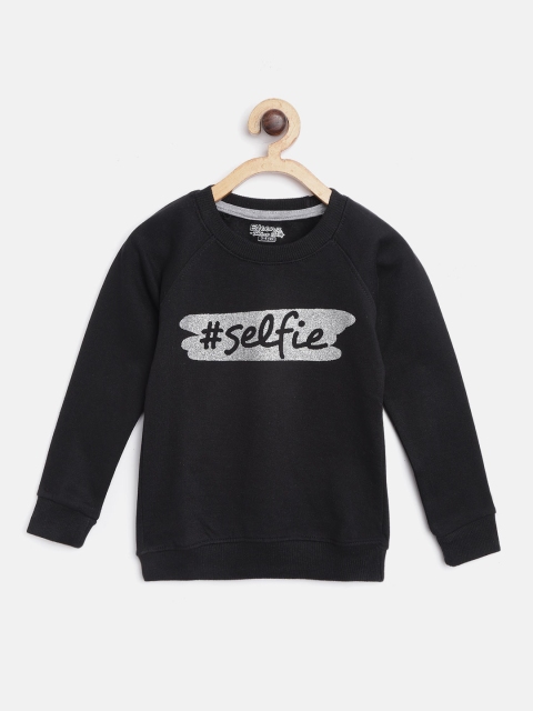 

Eteenz Girls Black & Silver Typography Print Sweatshirt