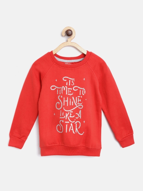 

Eteenz Girls Red & Silver Typography Print Sweatshirt