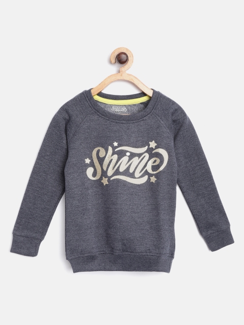 

Eteenz Girls Navy & Golden Typography Print Sweatshirt, Navy blue