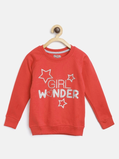 

Eteenz Girls Red & Silver Typography Print Sweatshirt