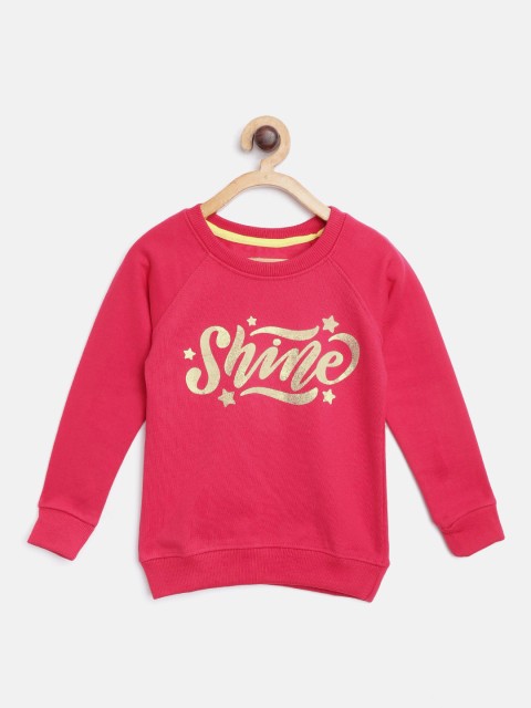 

Eteenz Girls Fuchsia Pink & Golden Typography Print Sweatshirt