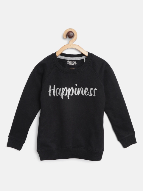 

Eteenz Girls Black & Silver Typography Print Sweatshirt