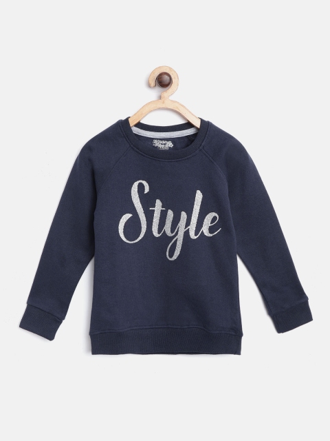 

Eteenz Girls Navy & Silver Typography Print Sweatshirt, Navy blue