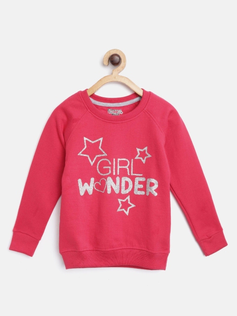 

Eteenz Girls Fuchsia Pink & Silver Typography Print Sweatshirt