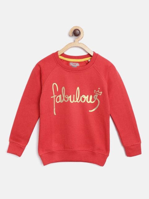 

Eteenz Girls Red & Golden Typography Print Sweatshirt