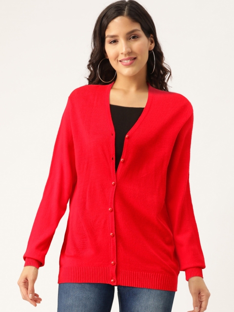 

Okane Women Red Solid Cardigan
