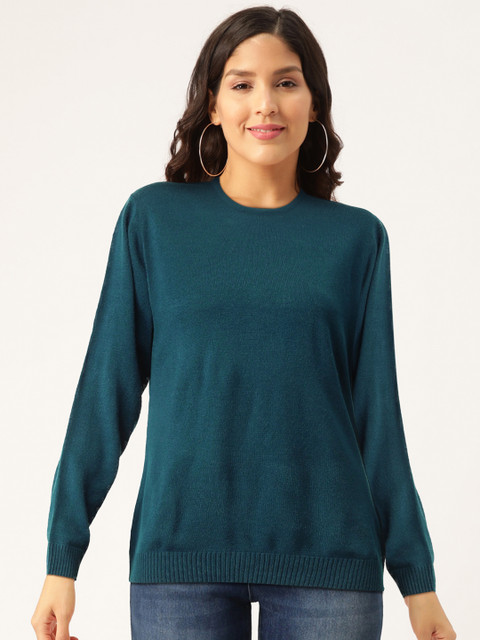 

Okane Women Teal Blue Solid Pullover