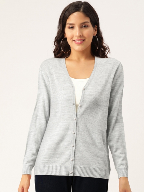 

Okane Women Grey Melange Solid Cardigan