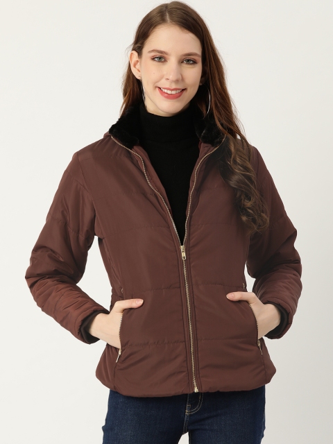 

Okane Women Burgundy Solid Hooded Padded Jacket