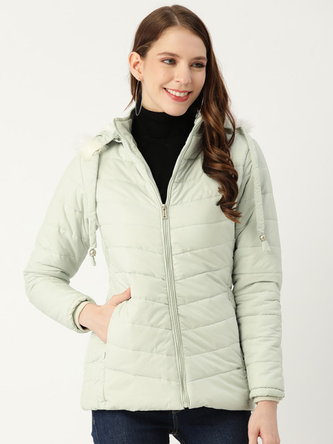 

Okane Women Green Solid Hooded Parka Jacket