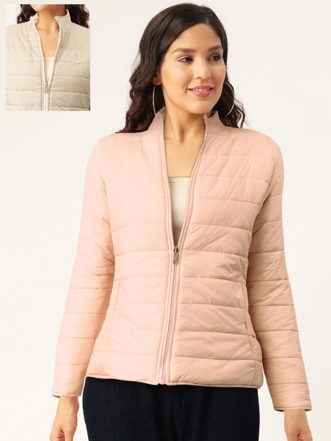 

Okane Women Dusty Pink & Beige Solid Reversible Padded Jacket