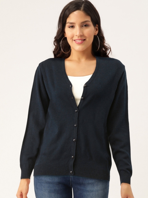 

Okane Women Navy Blue Solid Cardigan