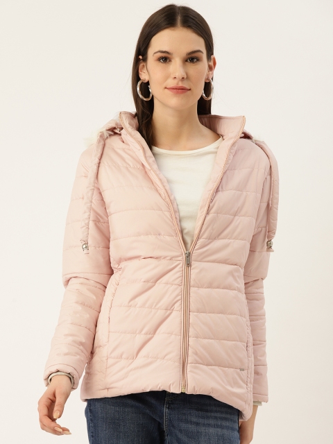 

Okane Women Dusty Pink Solid Hooded Parka Jacket