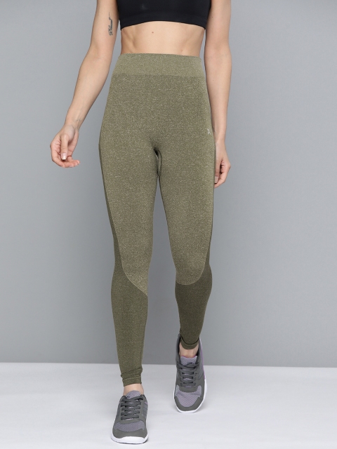 

HRX by Hrithik Roshan Women Olive Green Skinny Fit Colourblocked Training Tights