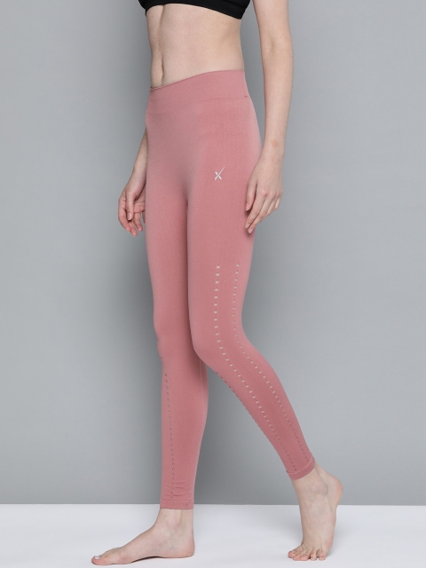 

HRX by Hrithik Roshan Women Dusty Pink Solid Yoga Cropped Tights