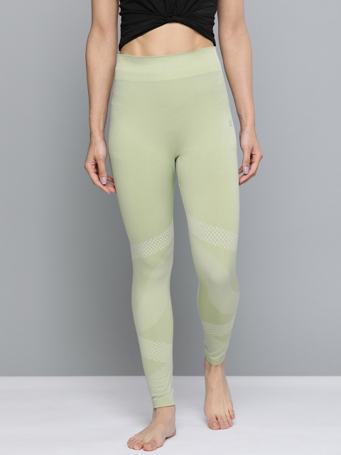 

HRX by Hrithik Roshan Women Green Striped Rapid-Dry Anti-Microbial Yoga Tights