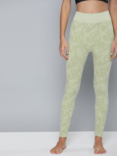 

HRX by Hrithik Roshan Women Green And Grey Camouflage Printed Yoga Tights